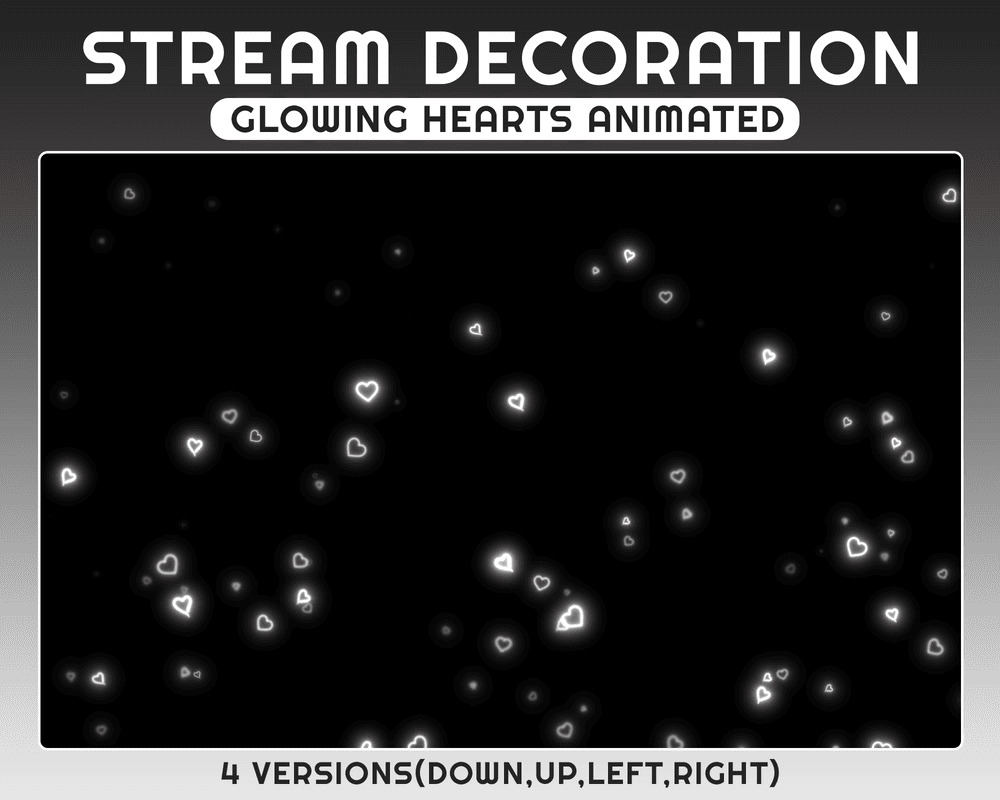 Animated White Hollow Glowing Heart Stream Overlay for Twitch & Streamlabs