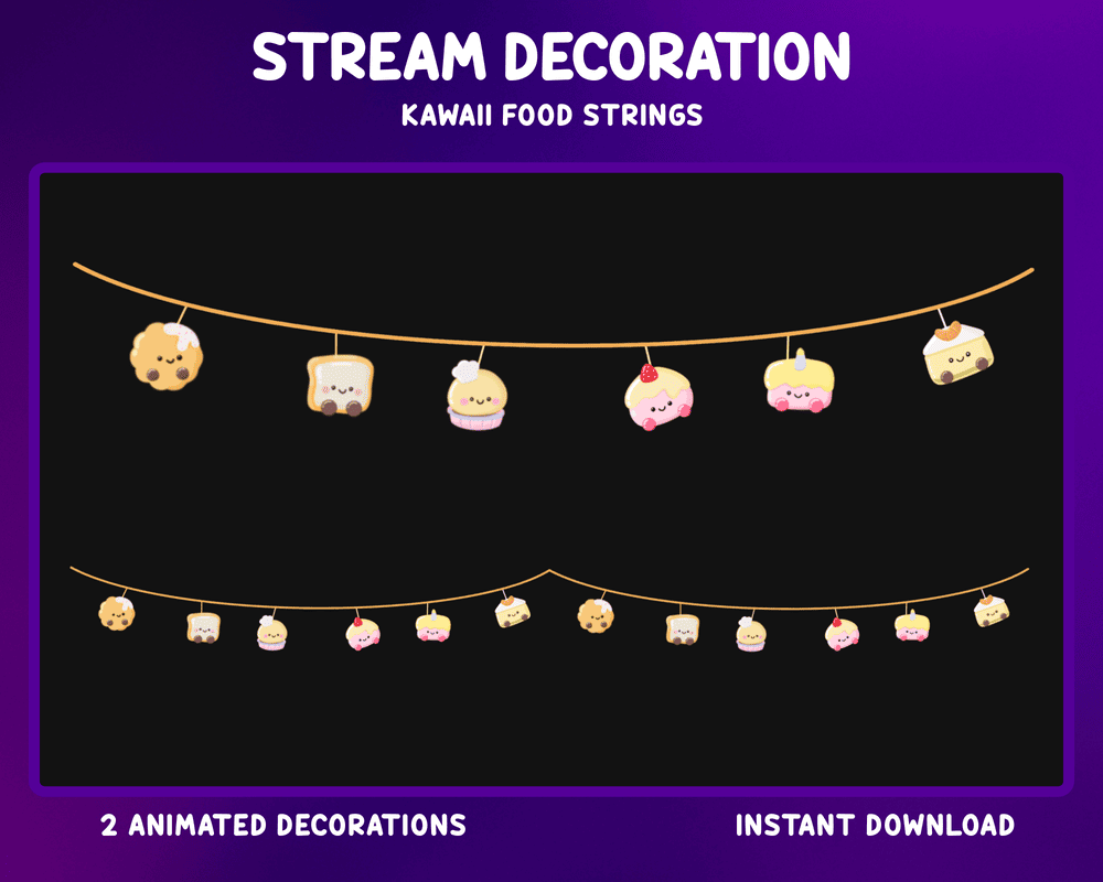 Food Kawai Stream Overlay – Animated Twitch Overlay for OBS & Streamlabs