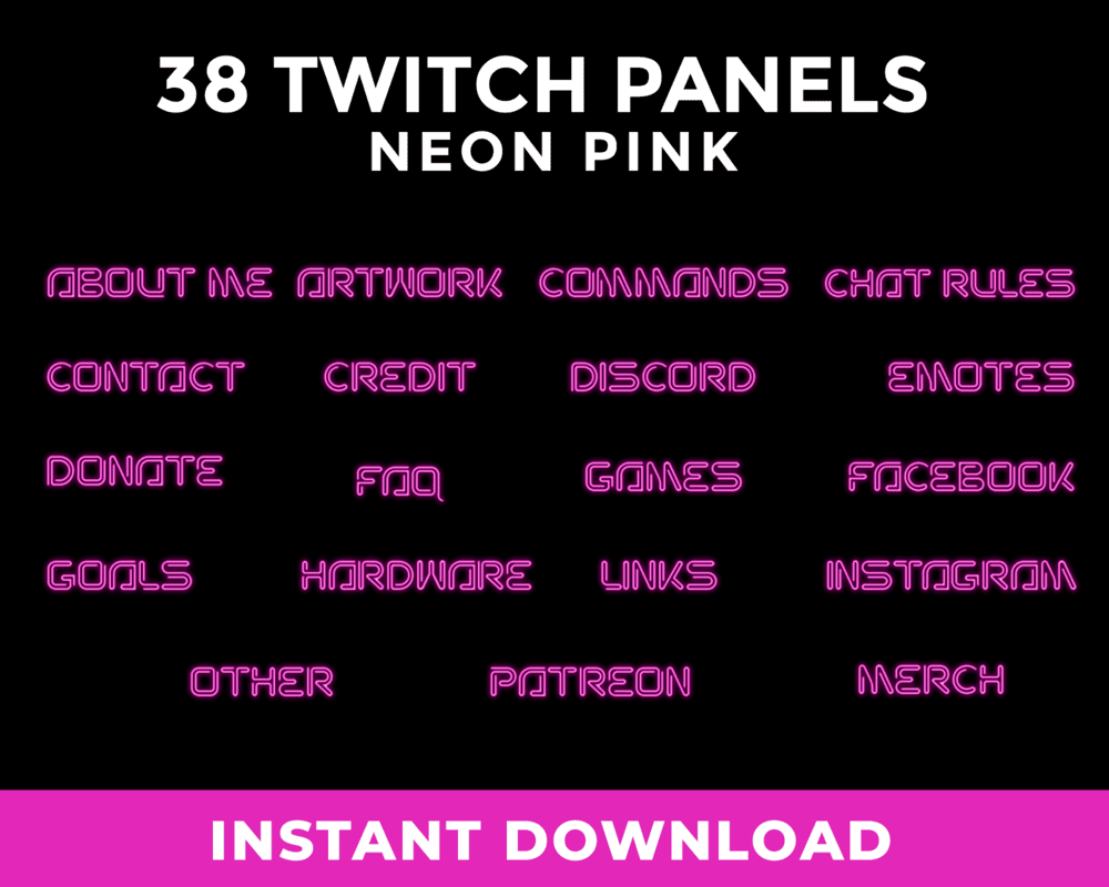 Neon Pink Stream Panels for Twitch – Anime, Streamlabs, Kick & More