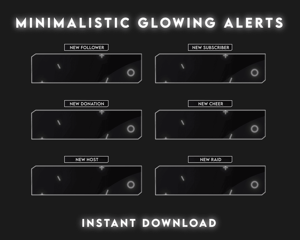 Animated Minimal Stream Alerts | Black White Twitch, Streamlabs, Streamelements