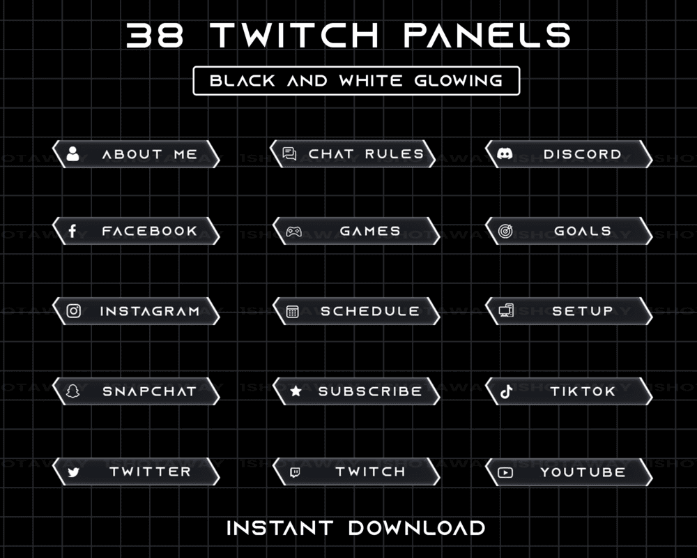 Black Glowing Panels – Streamlabs & Streamelements Panels for Twitch & Kick