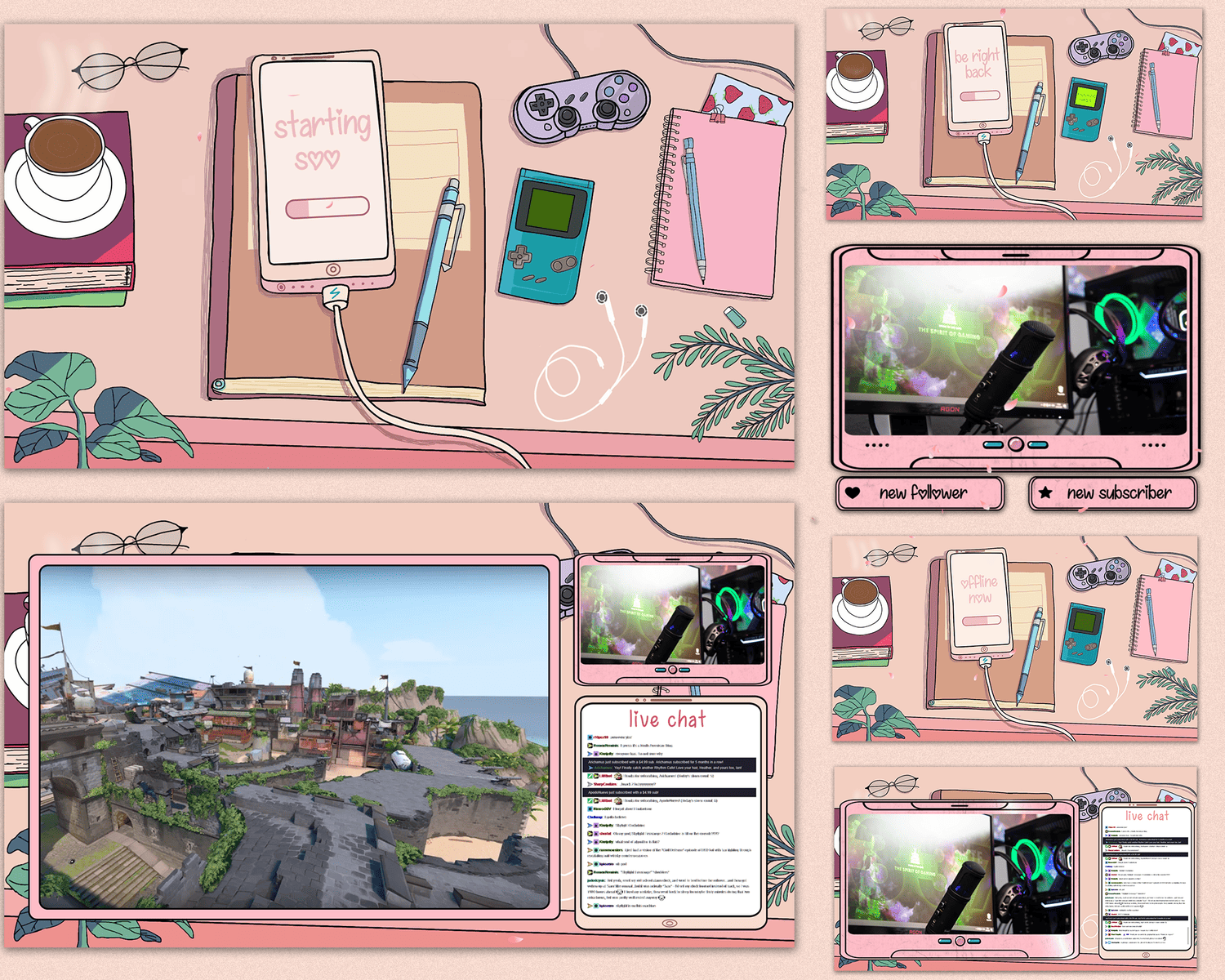 Lo-Fi Mobile Desk Stream Overlay – Chill, Cozy, Animated Design for Twitch, OBS & YouTube