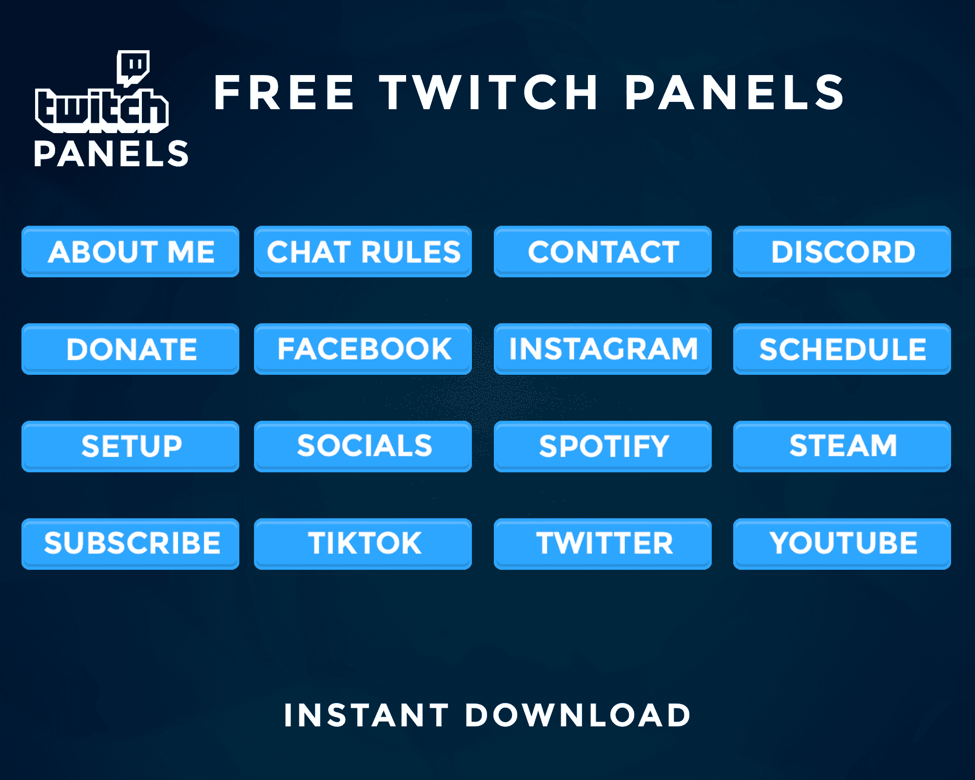 Vibrant Blue Free Stream Panel | Cute & Free Twitch Panels