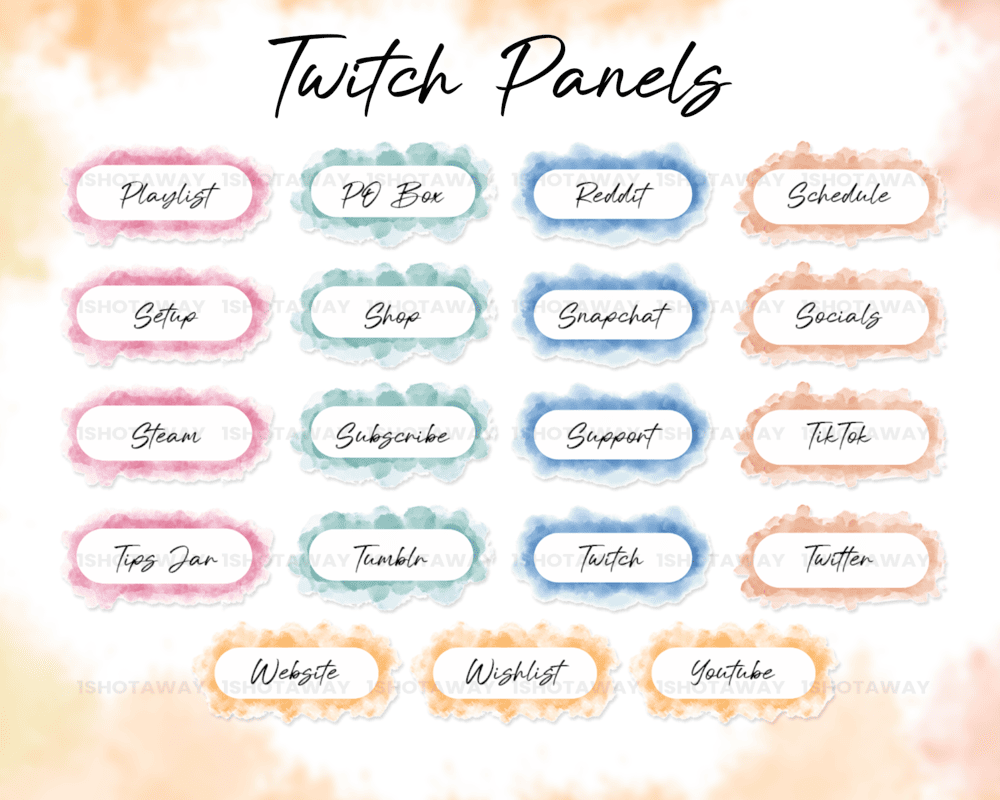 Water Color Splatter Stream Panels – Best Twitch Panel Template 