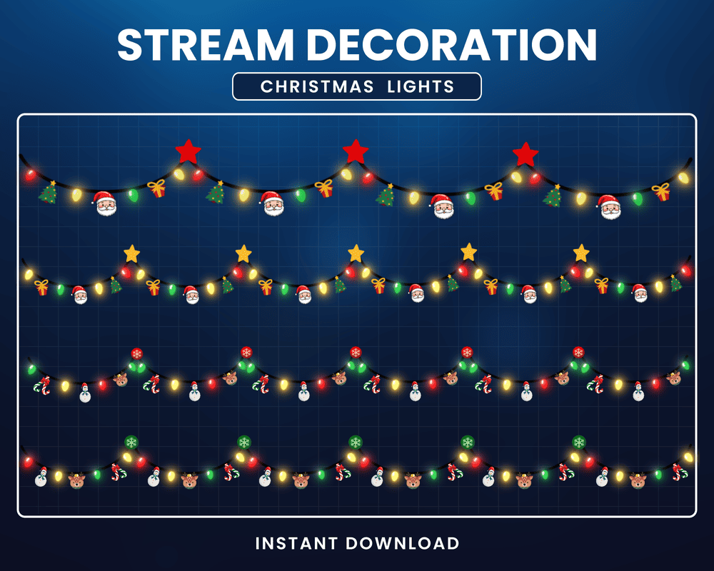 Christmas Garland Stream Overlay for Twitch – Animated & Neon Holiday Design