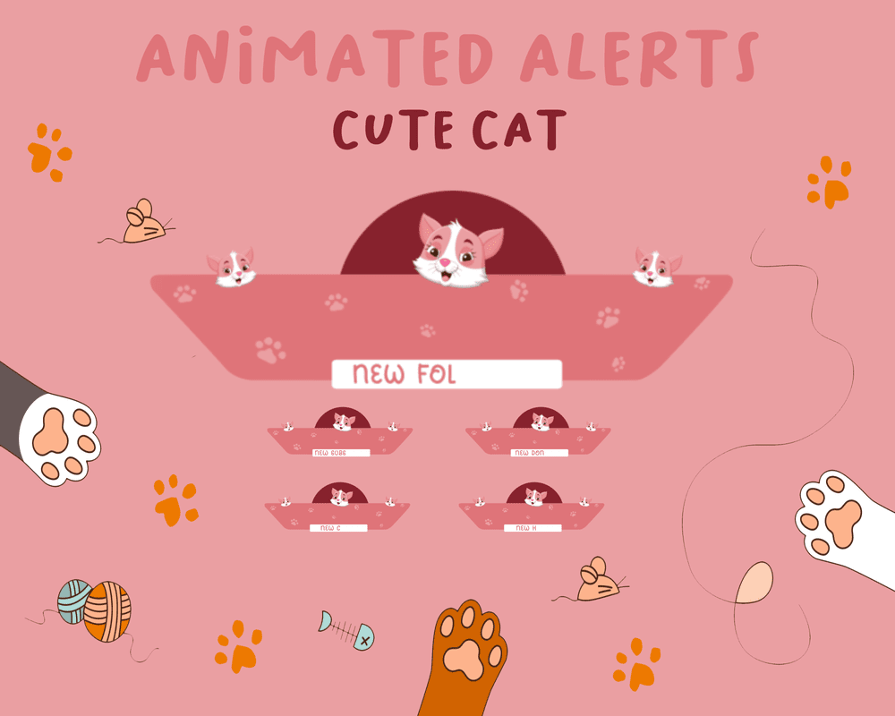 Cute Cat Stream Alerts – Animated Stream Alerts for Twitch & OBS