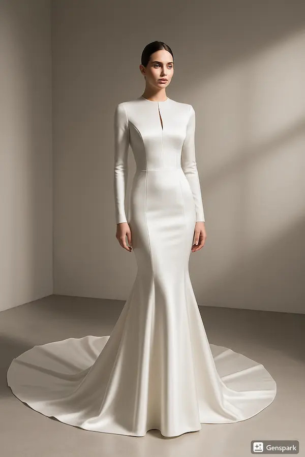 Robe de mariée Fourreau col haut
