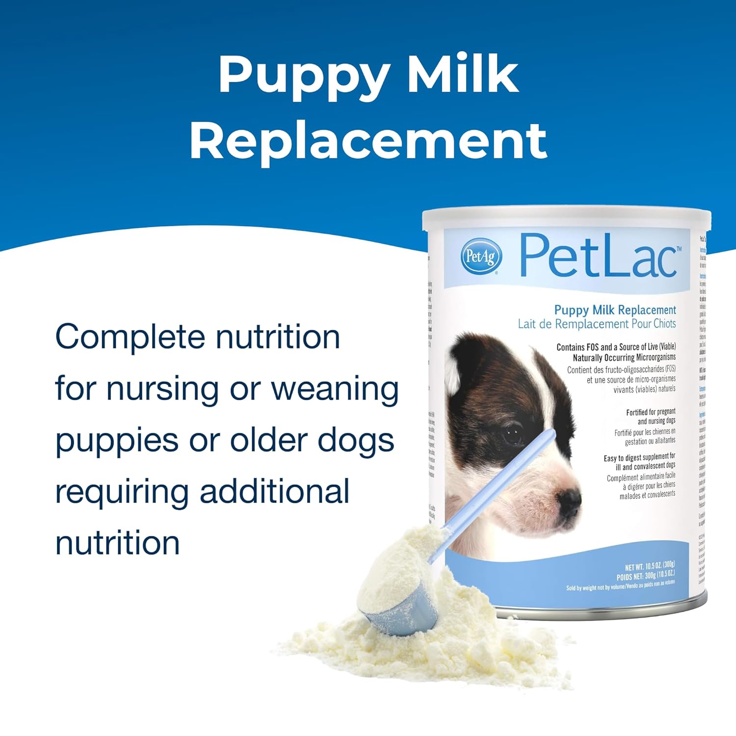 Pet-Ag PetLac Powder for Puppies - 10.5 oz, Puppy Milk Replacement Powder for Puppies Newborn to Six Weeks Old - Easy to Digest