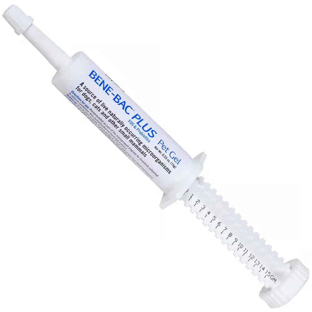 Pet-Ag Bene-Bac Plus Mammal Gel - 15 gm Syringe Display - FOS & Probiotics for Dogs, Cats, Exotic and Wildlife Mammals