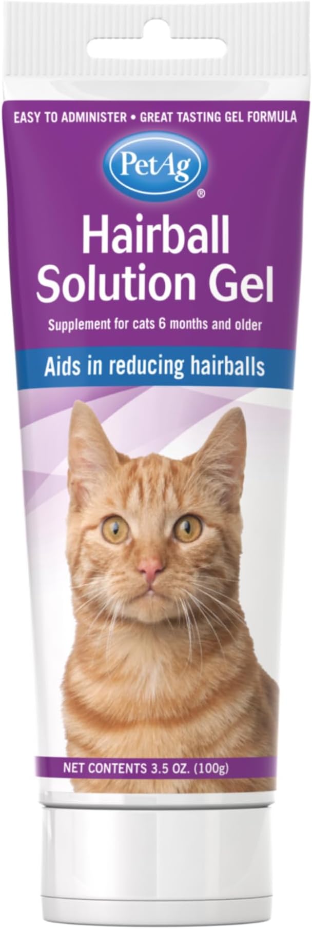 PetAg Hairball Solution Gel Supplement for Cats - 3.5 oz - Helps Prevent and Reduce Hairballs in Cats 6 Months and Older