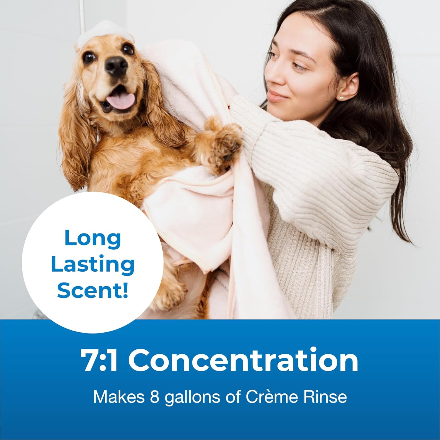 PetAg Fresh ’n Clean Scented Creme Rinse, Classic Fresh Scent (7:1 Concentrate) - 1 Gallon - Conditions Coat and Moisturizes Skin with Vitamin E & Aloe Vera - Soap Free