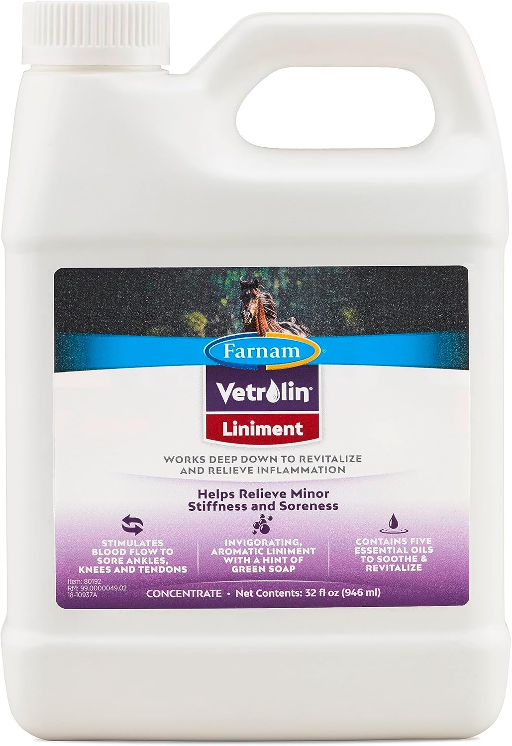 Farnam Vetrolin Horse Liniment for Muscle Soreness, Stiffness and Inflammation Relief on Horses, Helps Reduce Swelling 128 Ounces Visit the Farnam Store