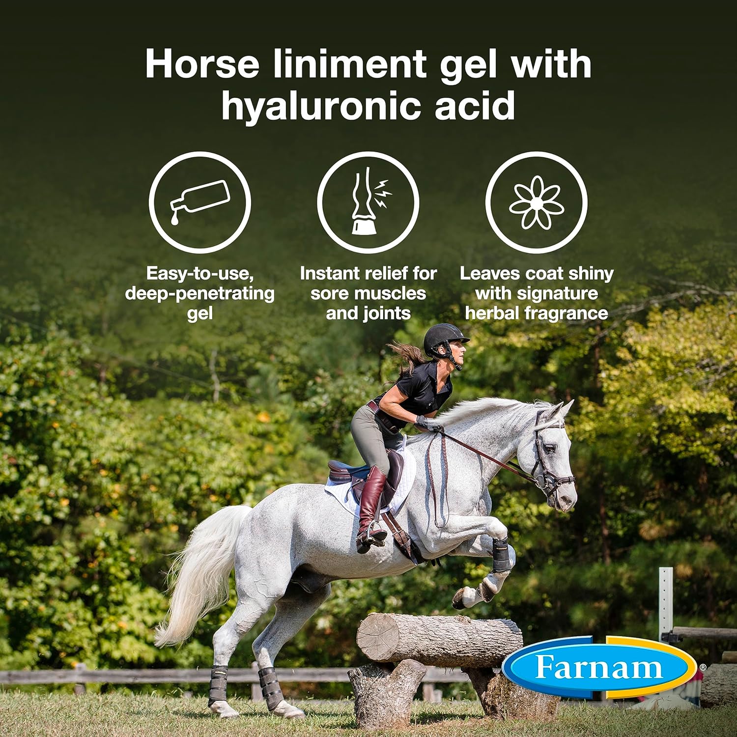 Farnam Vetrolin Liniment Gel with Hyaluronic Acid, Stimulates circulation for long - lasting heat sensation 12 oz