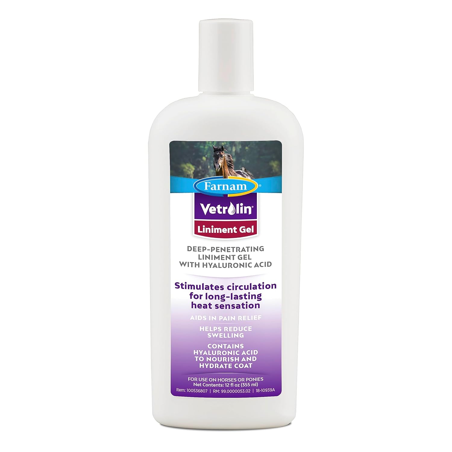 Farnam Vetrolin Liniment Gel with Hyaluronic Acid, Stimulates circulation for long - lasting heat sensation 12 oz