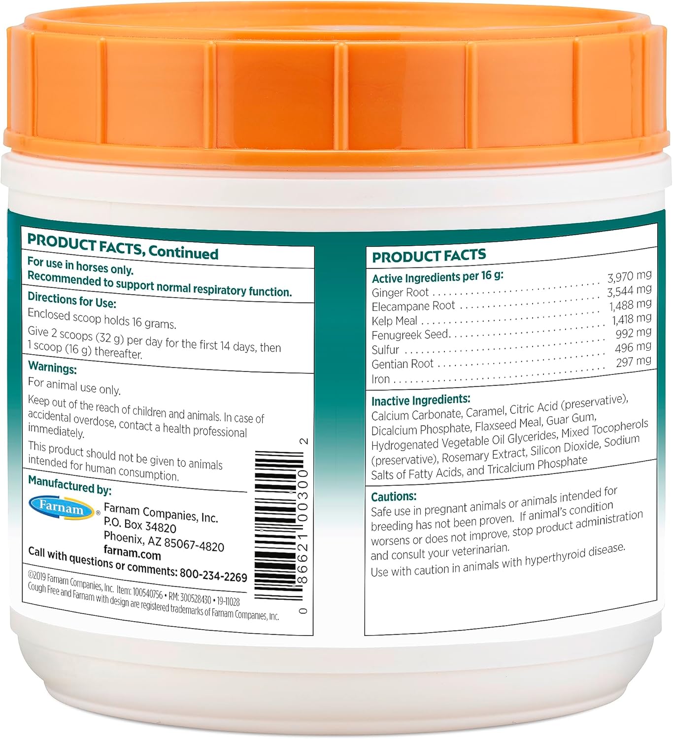 Farnam Cough Free Horse Supplement Pellets, Provides Respiratory Support for Horses with Seasonal Allergies or Stable Cough, 2.5 pounds, 70 Day Supply