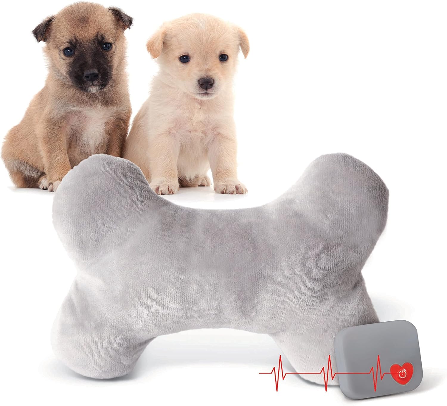 K&H Pet Products Mother's Heartbeat Calming Dog Toy Bone Pillow Gray Small Breed Heartbeat 8 Inch