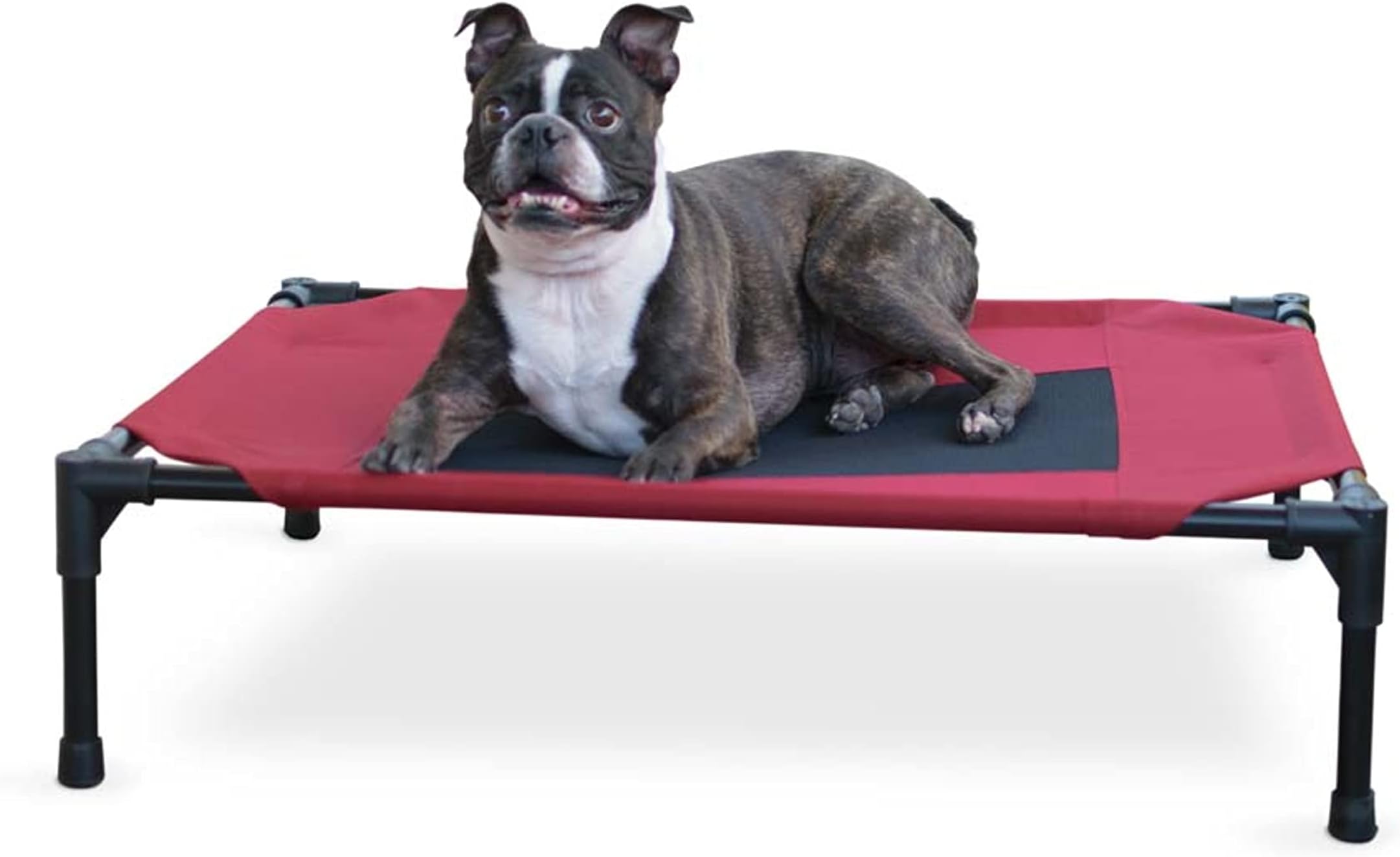K&H Pet Products Dog Cots Beds for Dog- Elevated Outdoor Dog Cot Bed- Raised Dog Hammock Cooling Bed- Washable, Portable Dog Cot- Heavy Duty Durable Metal Frame- Red/Black