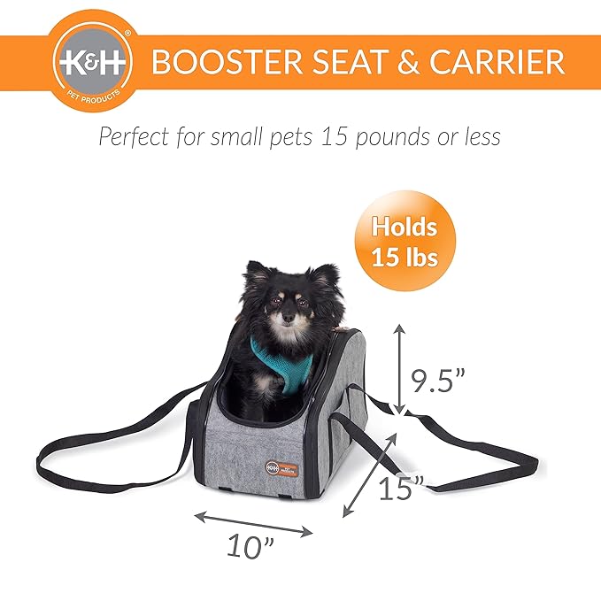 K&H Pet Products Portable Pet Console Booster Dog Car Seat Light Gray 10 X 15 X 9.5 Inches