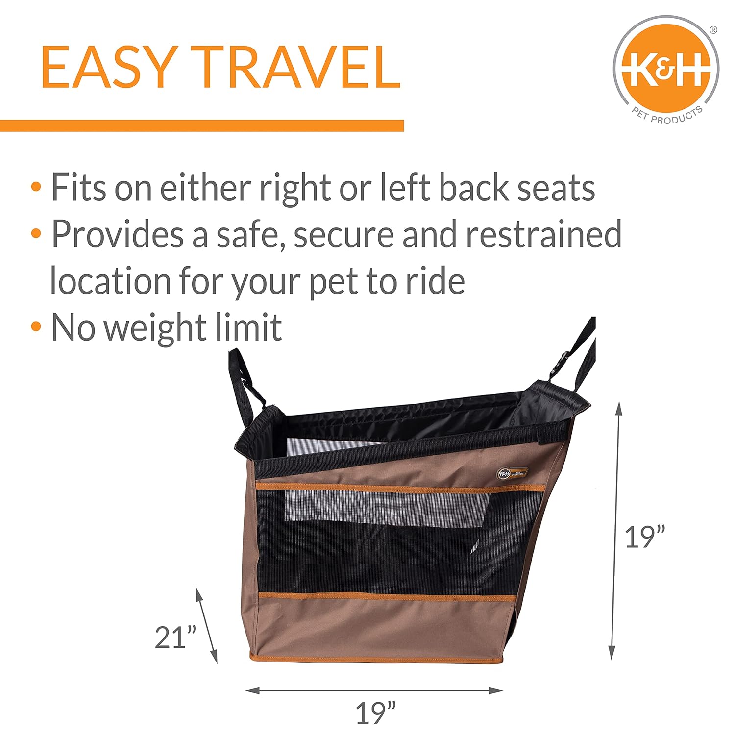 K&H Pet Products Buckle N' Go Dog Car Seat for Pets, Tan