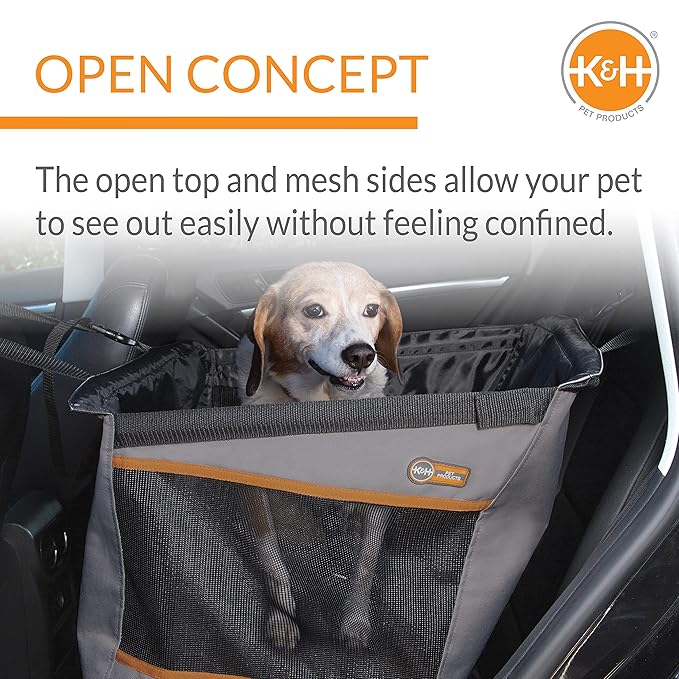 K&H Pet Products Buckle N Go Dog Car Seat for Medium Dogs, Waterproof Fabric, Breathable Mesh Sides, Adjustable Seat Belt Leash, Carseat for Small to Medium Pets, Car Seat Cover - 21 X 13 X 19in