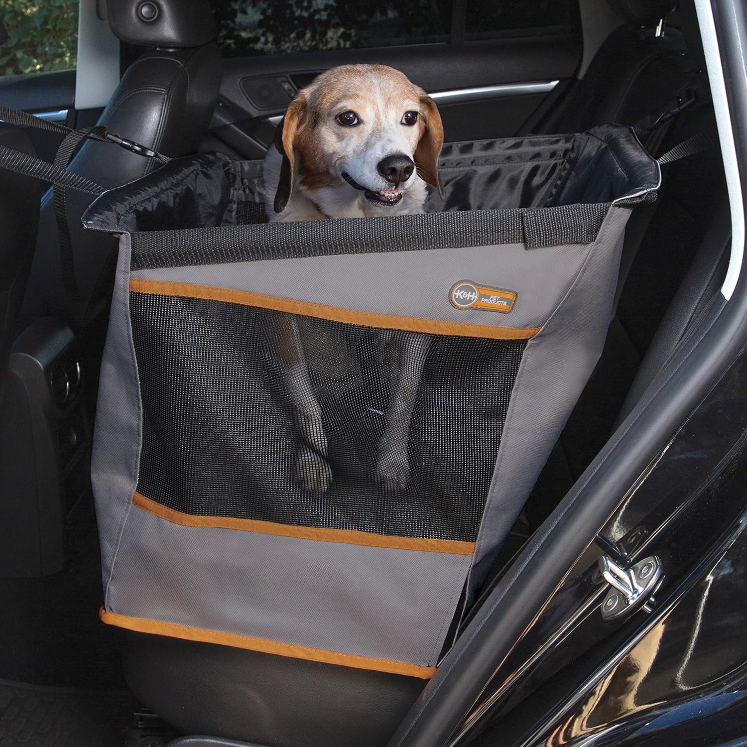 K&H Pet Products Buckle N Go Dog Car Seat for Medium Dogs, Waterproof Fabric, Breathable Mesh Sides, Adjustable Seat Belt Leash, Carseat for Small to Medium Pets, Car Seat Cover - 21 X 13 X 19in