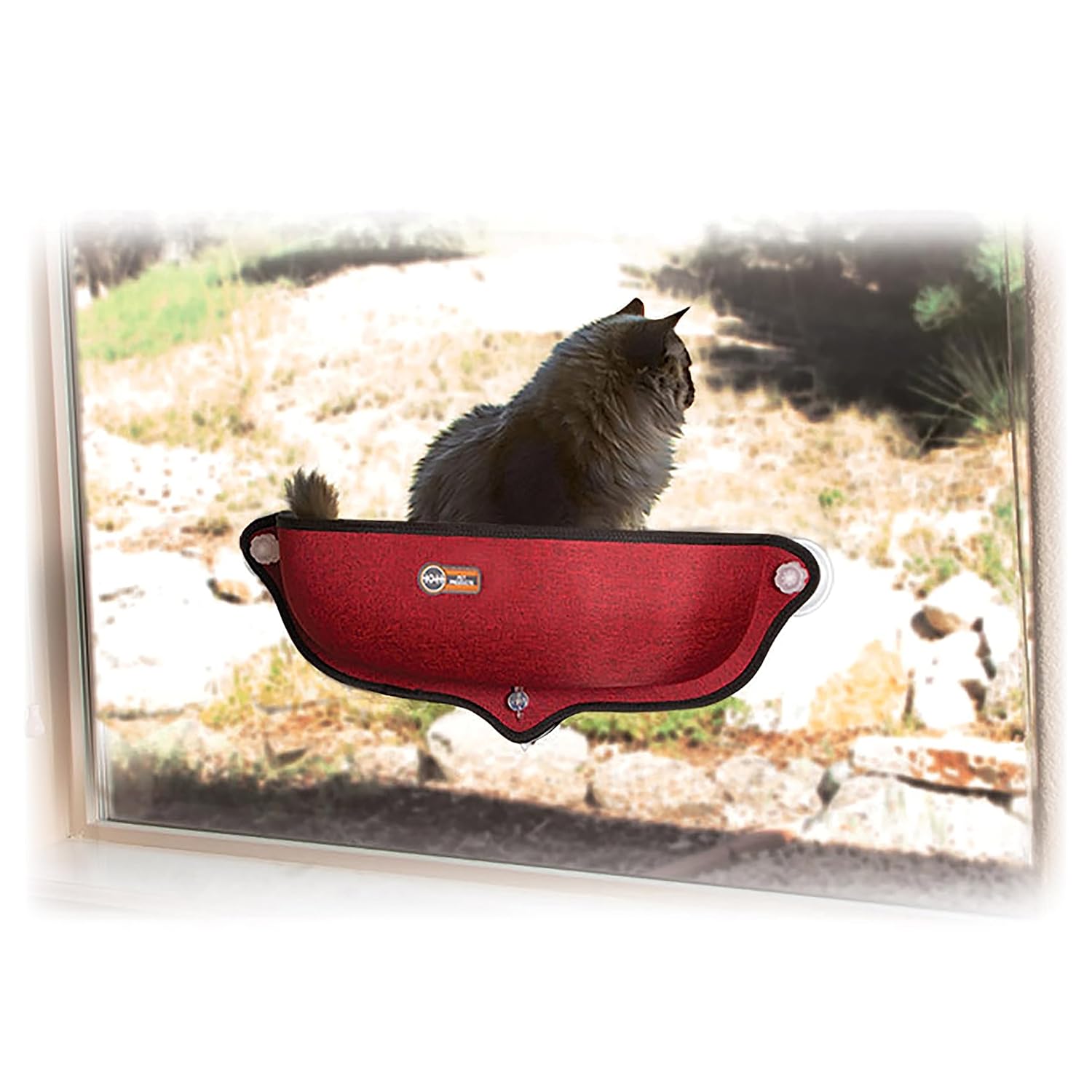 K&H PET PRODUCTS EZ Mount Window Bed Kitty Sill Red 27 X 11 X 6 Inches