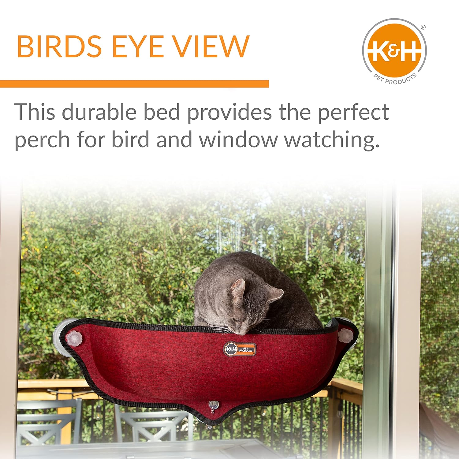 K&H PET PRODUCTS EZ Mount Window Bed Kitty Sill Red 27 X 11 X 6 Inches