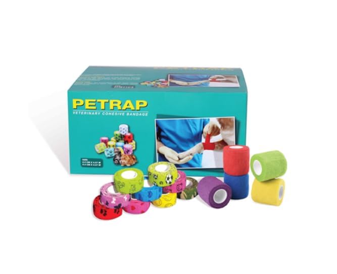 Vetmatters Petrap, Self-Adhesive, Only Sticks to Itself, Non-Woven Tape for Dog Legs, Paws, Wounds, First Aid Cohesive Bandage for Horse, Cat, Bird, Animal