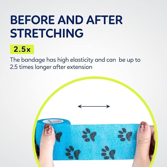 Vetmatters Petrap, Self-Adhesive, Only Sticks to Itself, Non-Woven Tape for Dog Legs, Paws, Wounds, First Aid Cohesive Gauze for Horse, Cat, Bird, Animal