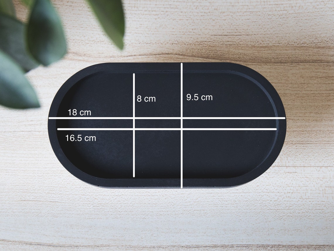 FARAMIR STORE Black Oval Handmade Ideal Candle Stand Jewelry Tray, Stone Powder Handmade Bathroom Bathtub Kitchen Dresser Countertop Organizer Home Decor (Black)