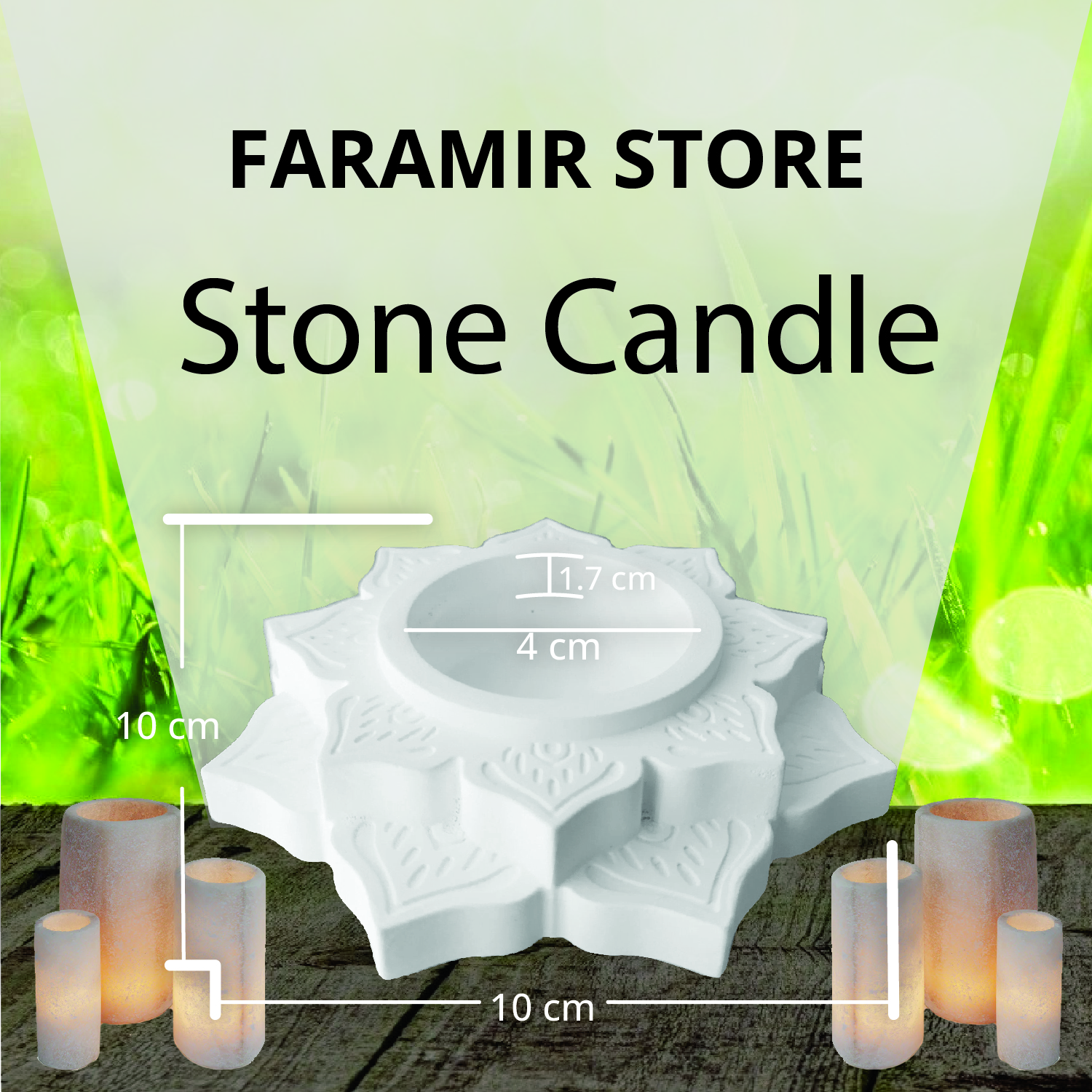 FARAMIR STORE 3pcs Stone Candle Holders Vintage Tealight Holders For Table Decorations, Stylish Decorative Stones Candle Holders for Room Home and Office Decor Rock Candle Holder (White)