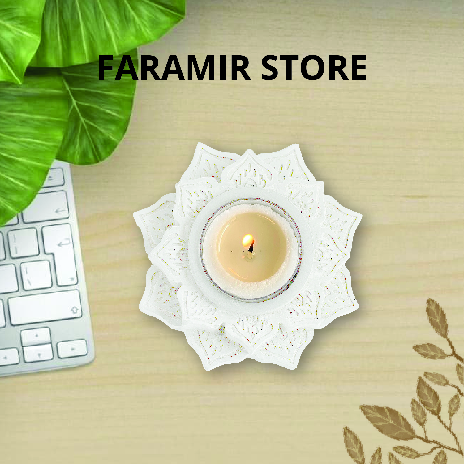 FARAMIR STORE 3pcs Stone Candle Holders Vintage Tealight Holders For Table Decorations, Stylish Decorative Stones Candle Holders for Room Home and Office Decor Rock Candle Holder (White)