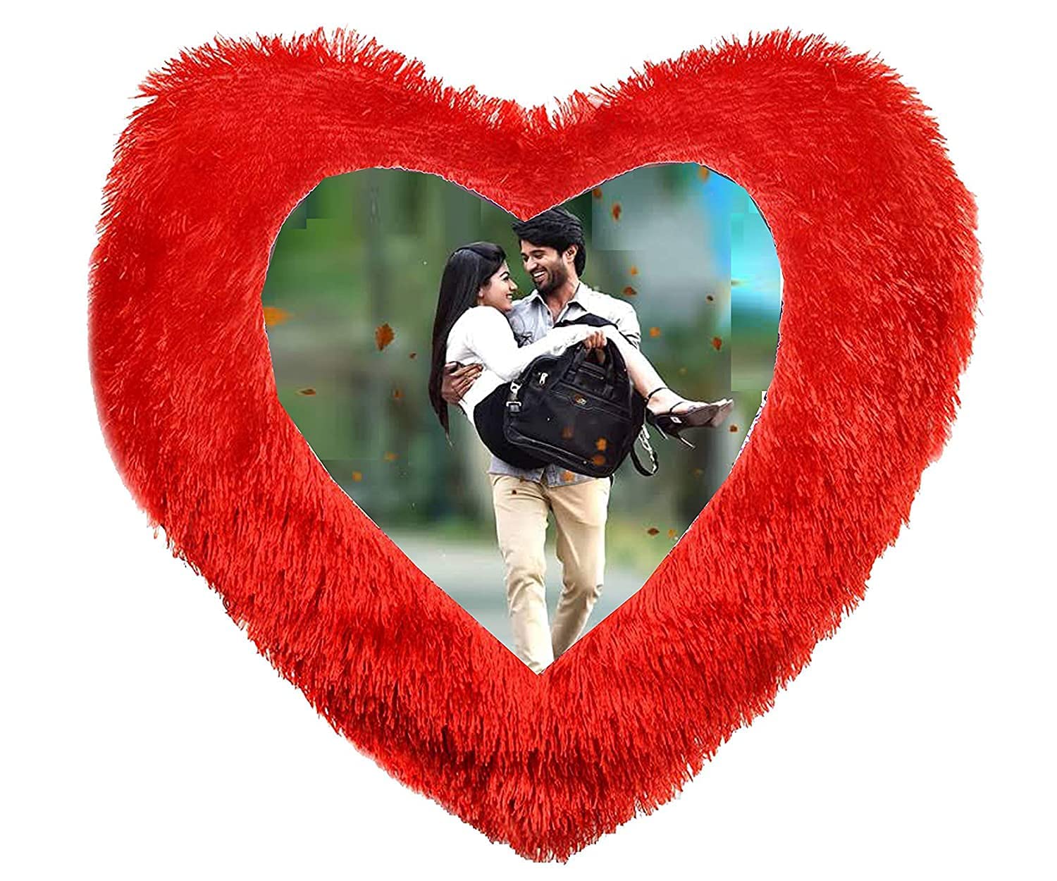 Personalized Pillows with Photo, Heart Shape, 16 x 16 in, Red Color Customized Pillow Gift for Birthday, Anniversary, Wedding, Special Occasions for Friend, Husband, Wife (Red)