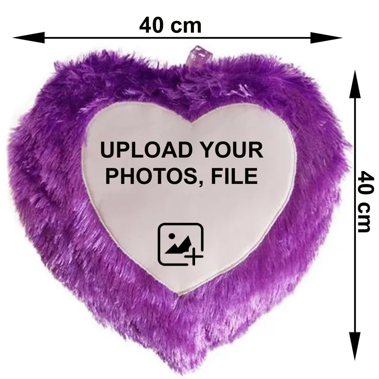 Purple Heart Pillow with Photo, Name, Heart Shape, 16 x 16 in, Purple Color Customized Pillow Gift for Birthday, Anniversary, Wedding, Special Occasions for Friend, Husband, Wife etc