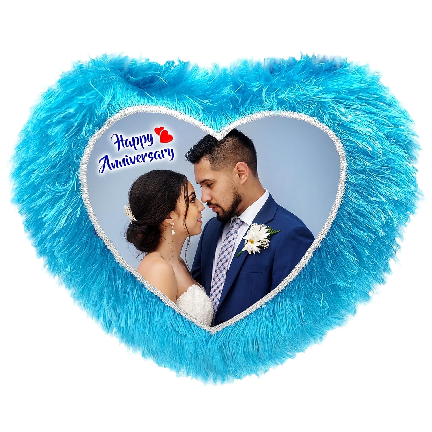 Heart Shape, SkyBlue Color Customized Pillow Gift for Birthday, Anniversary, Wedding, Special Occasions for Friend, Husband, Wife (Sky Blue)