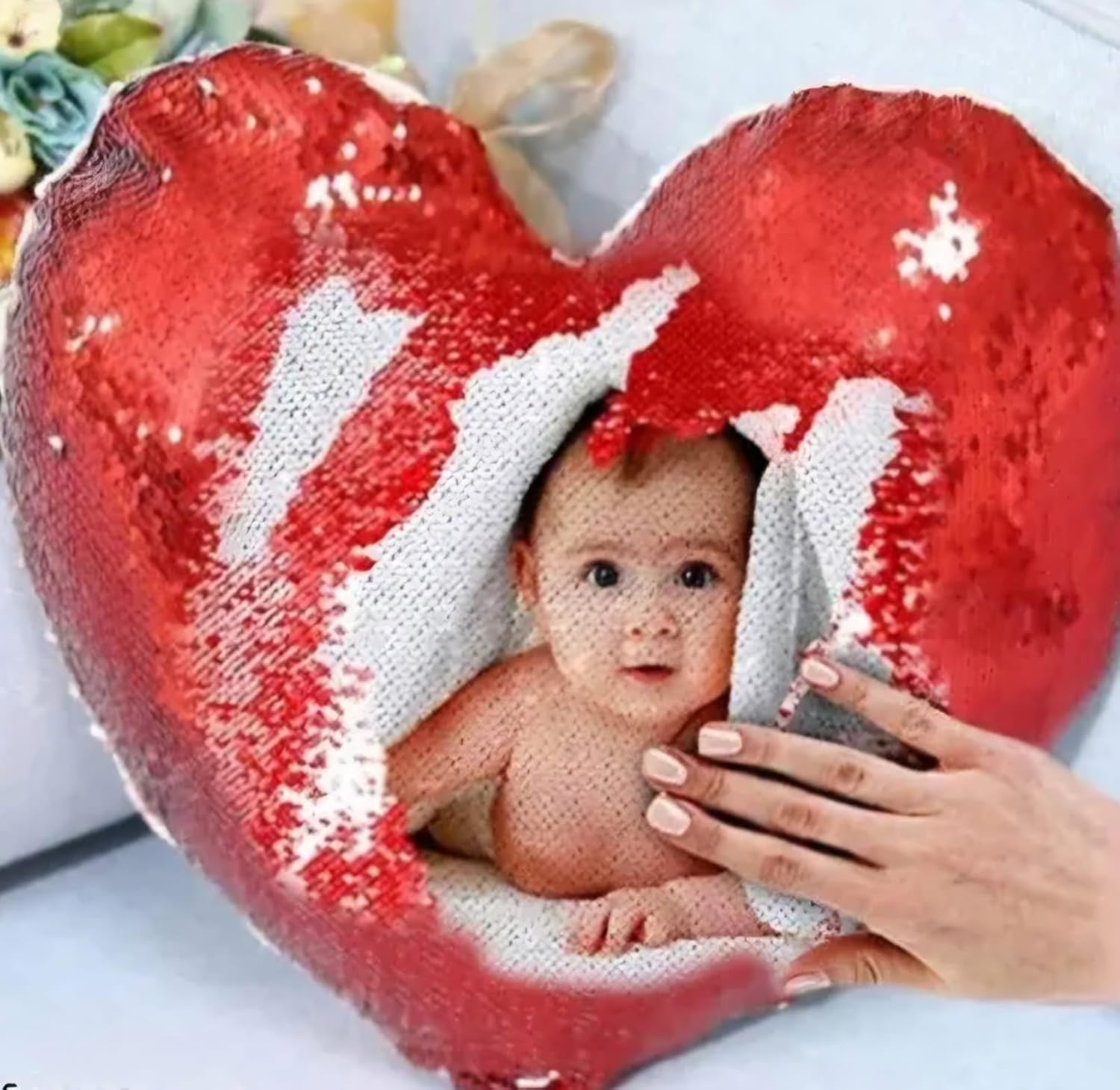 Personalized Magic Heart Cushion – Custom Photo Gift for Anniversary & Birthday, 16x16 Inch Pillow