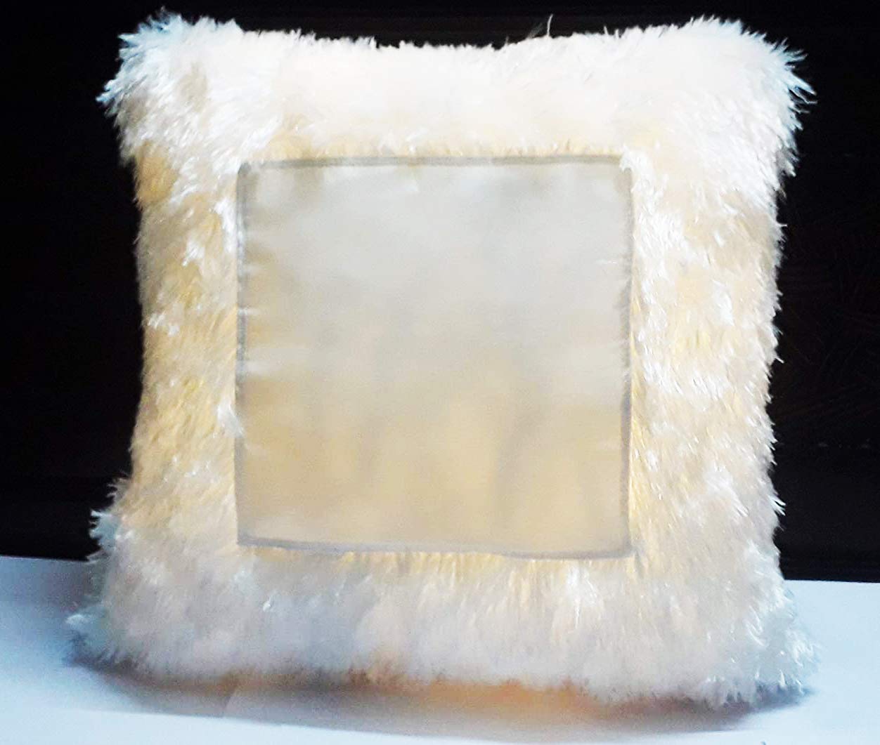 LED Cushion with Photo Imported Personalized Fur LED Light Photo Cushion/Pillow with Filler White 16X16 Inch Square