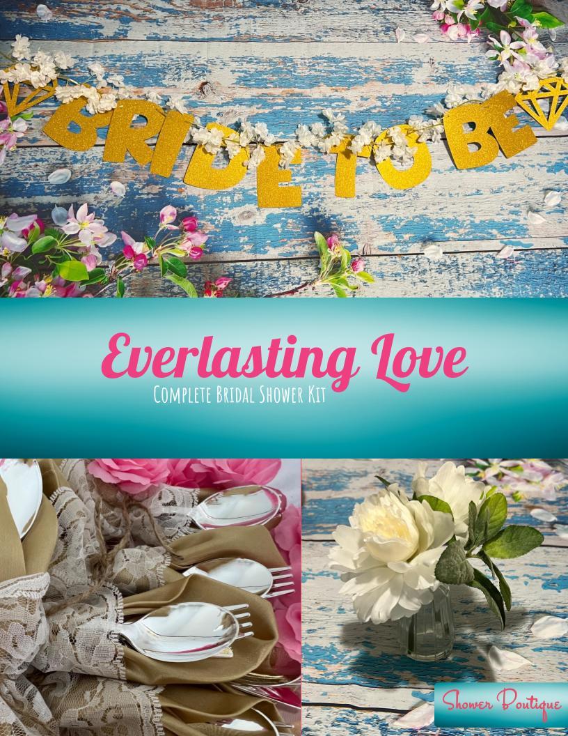 Everlasting Love, Complete Bridal Shower Kit. Fun & colorful!