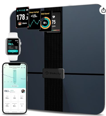 Etekcity Smart Scale for Body Weight Fat, FSA HSA Eligible, Digital Bathroom Weighing Machine for Accurate BMI Muscle Mass Composition, Home Use Apple Health Compatible Fitness Equipment