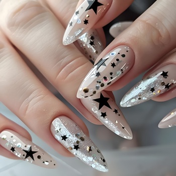 Starry Stiletto Nail Art