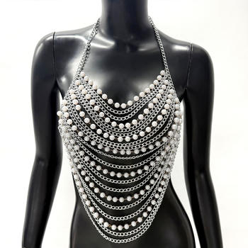 Pearl and Chain Statement Body Necklace
