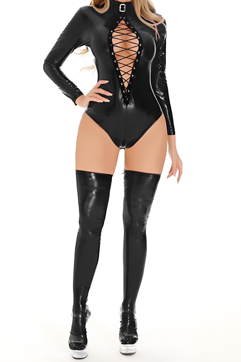 Latex Bodysuit and Thigh-High Boots Set