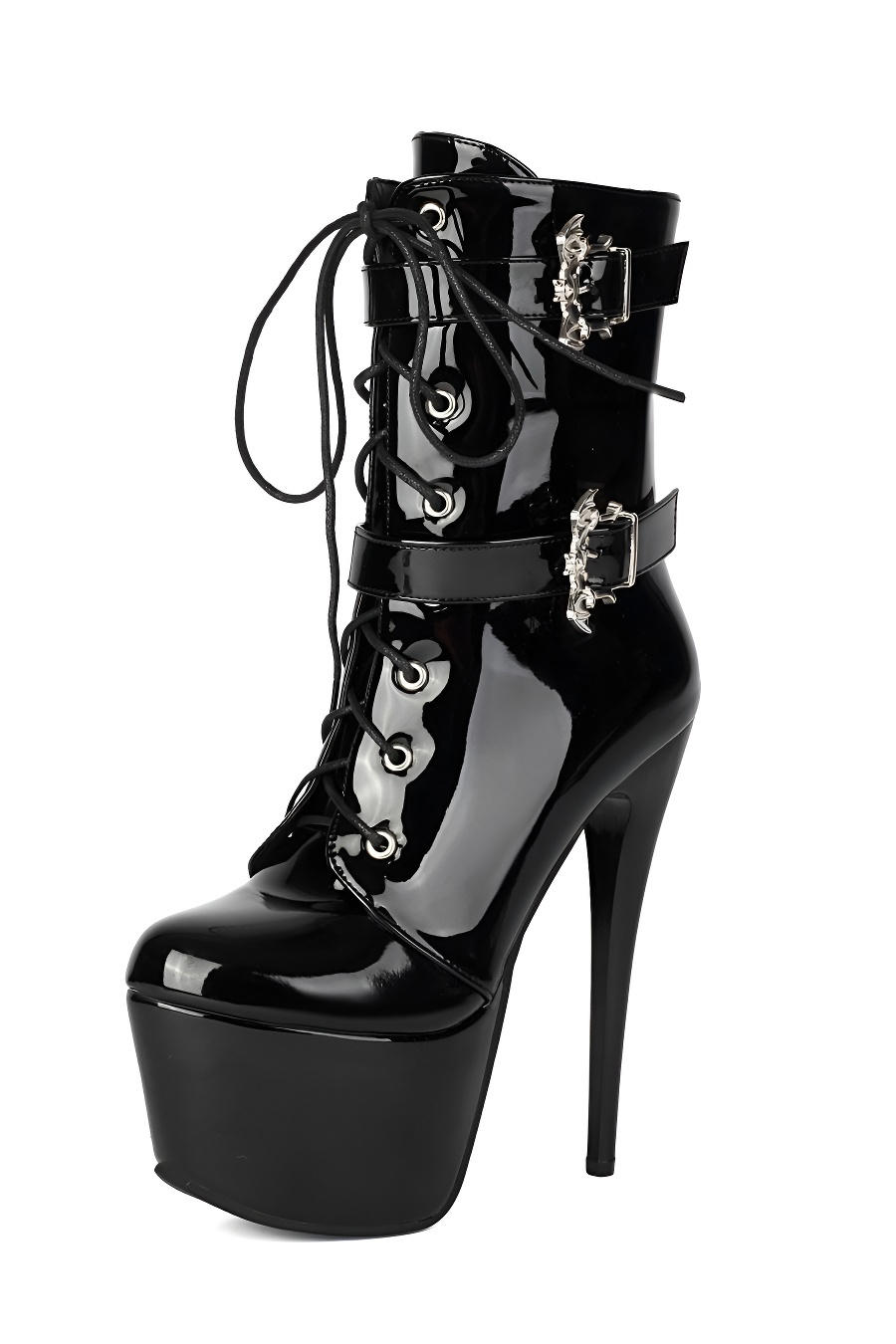 Black Patent Platform High Heel Boots