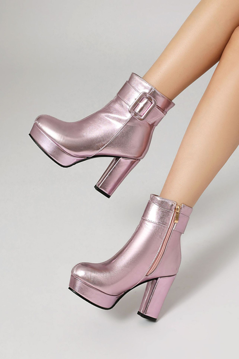 Metallic  High Heel Ankle Boots