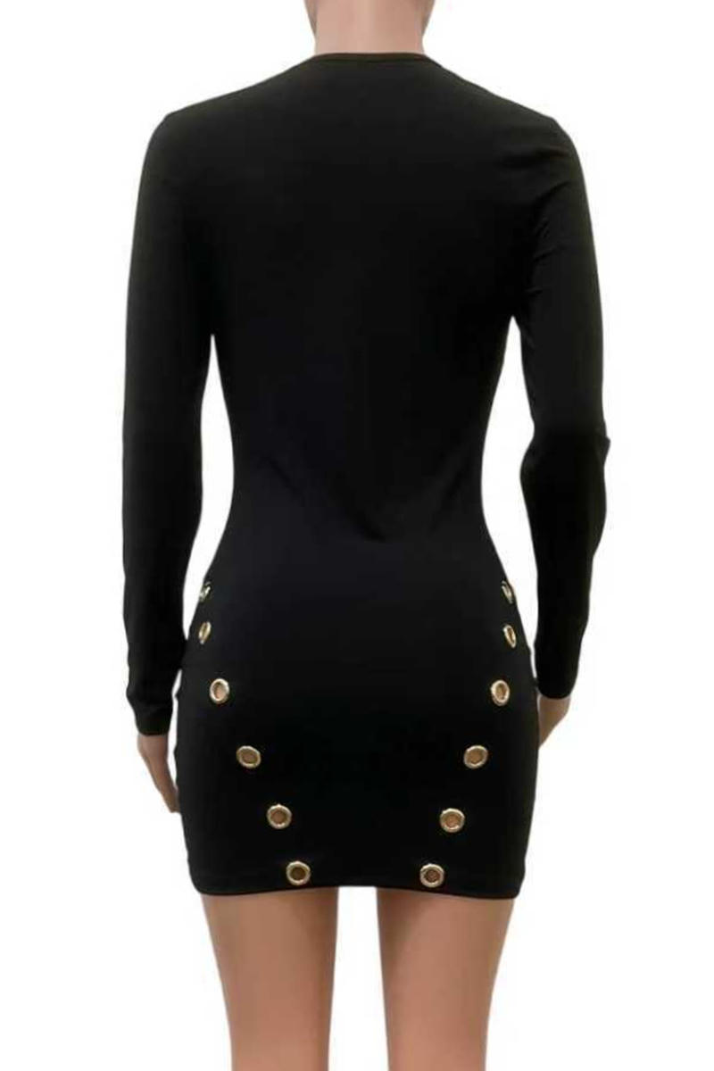 Black Eyelet Bodycon Mini Dress