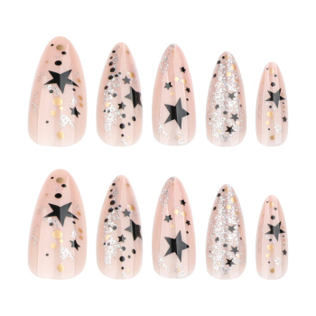 Starry Stiletto Nail Art