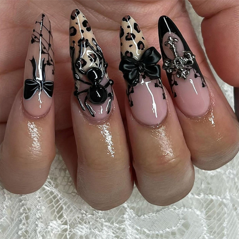 Goth Inspired 3D Nail Art