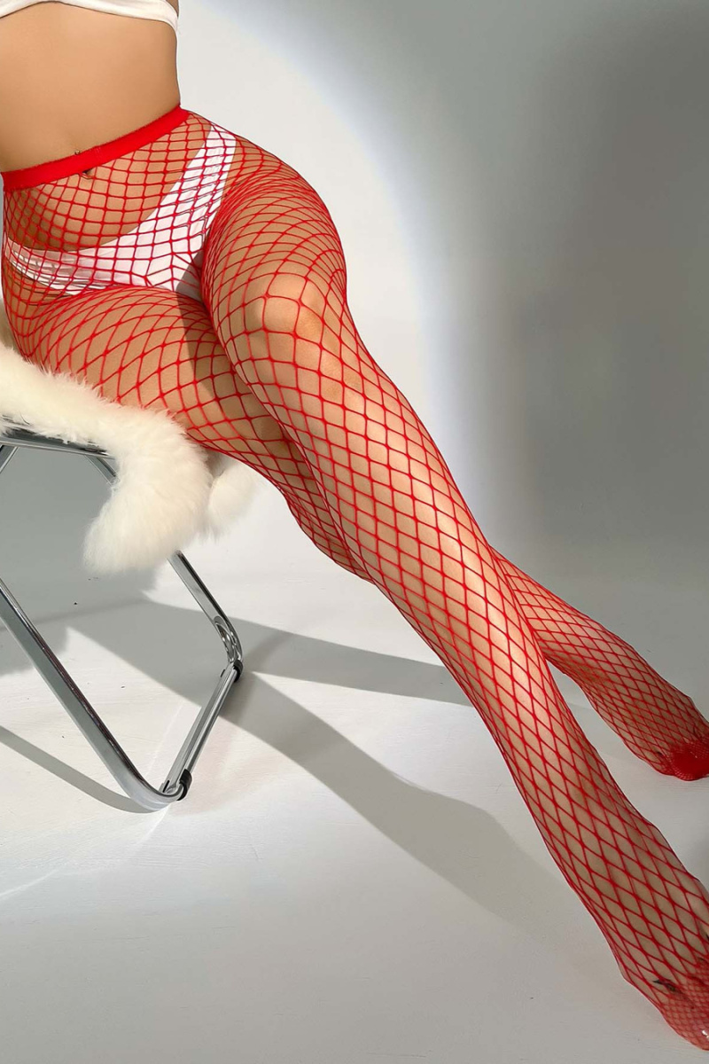 Red fishnet tights