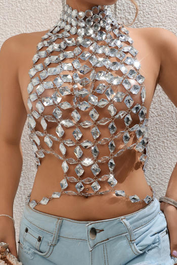 Crystal Mesh Halter Top