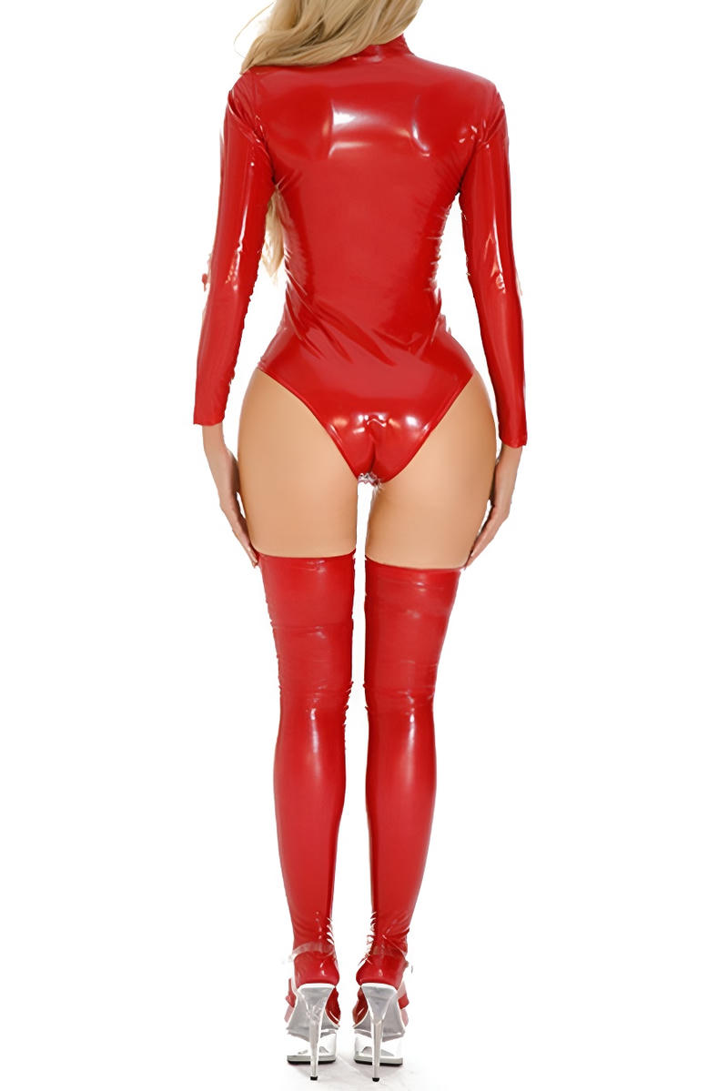 Latex Bodysuit and Thigh-High Boots Set